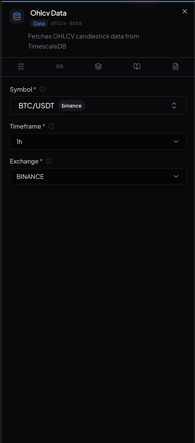 Node inspector với cấu hình RSI node